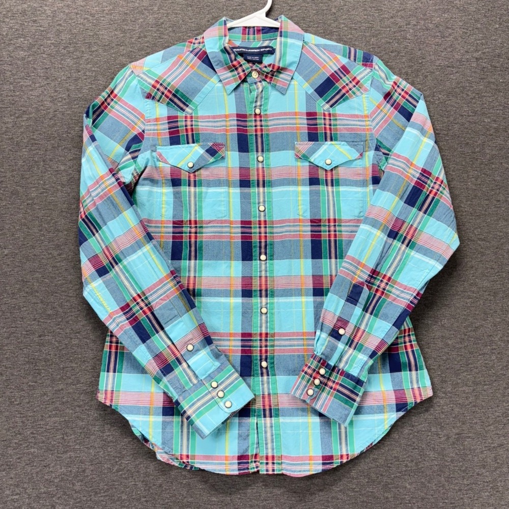 Ralph Lauren Multicolor Plaid Button-Down Shirt - Teal Dominant - Picture 2 of 11